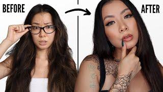 Transforming into an ABG MAKEUP TATTOOS & MORE  *shocking*