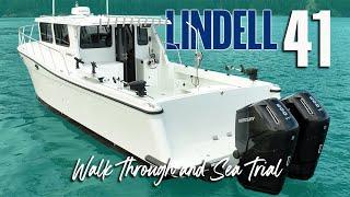 41 Lindell w Twin 600 Mercury Outboards - Sea Trial and Walk Through