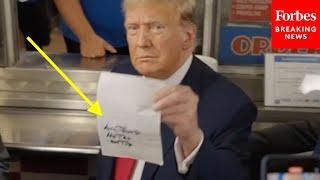 WATCH Trump Reveals Message He Wrote On Receipt At Philly Cheesesteak Shop