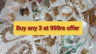  Buy any 3 at 999rs offer 1 gram gold black beeds  1 gram gold necklaces  1 gram gold earrings