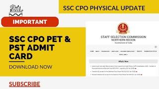 SSC CPO PET & PST Admit Card NR   CPO Physical Dates Out ⭐️⭐️‍️ #ssccpo #cpo