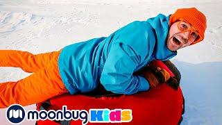 Playing in the Snow - Tubing Down the Mountain  Blippi  Kids Songs  Moonbug Kids