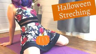Flexibility Challenge in Dress  Emma Purple YOGA  Good mood ‍️ No bra Halloween video asmr