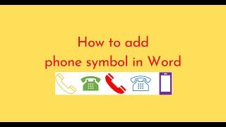 How to add phone symbol in Word
