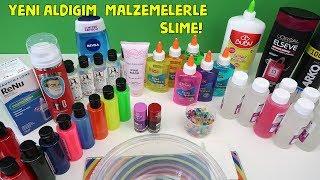 50 slime malzemesi ile orbeez slime yaptım renkli pogufuk slime oldu  Yemi Slime Malzemeleri