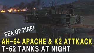 AH-64 Apache and K2 tanks attack T-62 tanks at night World War 24