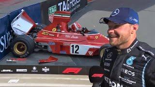 Bottas reacts to Charles Leclerc crashing Niki Laudas Ferrari at Monaco..#monacogp#monacorace