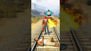 GTA V SPIDER MAN SAVING FRANKLIN FROM GTA THOMAS THE TRAIN #shorts