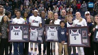 UConn Huskies Senior Night Ceremony Paige Bueckers Nika Muhl Aaliyah Edwards Aubrey Griffin