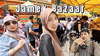 Chinese Muslim family First time go to Jamek Masjid bazaar in Malaysia.
