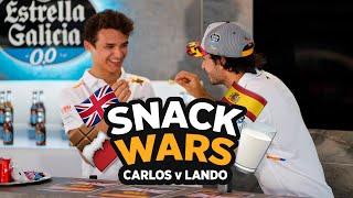 Carlos Sainz and Lando Norris play Snack Wars