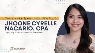 Testimonial Speech from the Top 1 Jhoone Cyrelle Nacario CPA