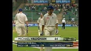 Michael Vaughan out Handling the ball Rare Incident   India v England 2001