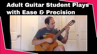 Adult Guitar Student Plays with Ease & Precision