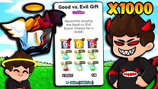 APERTURA DE 1000 REGALOS GOOD VS EVIL EN BUSCA DE LA HUGE EN PET SIMULATOR 99 DE ROBLOX