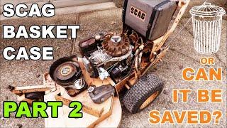 Scag Hydro Static Walk Behind Mower Basket Case - Can It Be Saved? - Part 2 Will It Run?