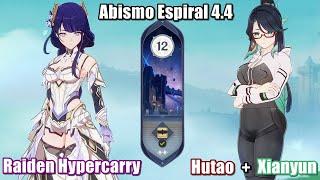 Genshin Impact Abismo 4.4 - Abyss 4.4 - Piso 12  Raiden Hypercarry e Hutao + Xianyun