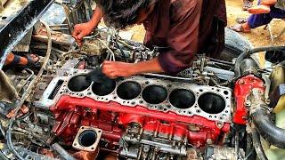 Heavy Truck Engine Seized Due to Oil Filters Wear Out  Rebuilding Hino FM 8J Dum Truck Engine