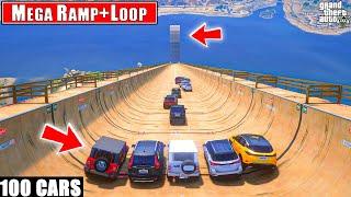 GTA 5  100 INDIAN CARS VS MEGA RAMP + LOOP JUMP CHALLENGE  GTA 5 MODS