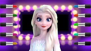 Elsa Queen Frozen make up with color lipsticks