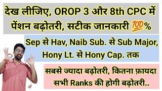 देख लीजिए OROP 3 और 8th CPC में #pension बढ़ोतरी सटीक जानकारी % #orop2 #arrear #orop3 #orop