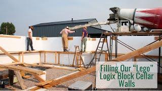 We Are Now Above Ground Filling Our Lego Logix Block System Cellar Walls with Concrete