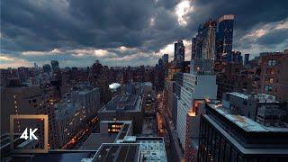 New York City Ambience Penthouse View  City Sounds for Sleep  Some Rain and Thunder  10 Hours