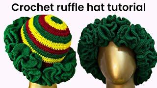Easy Crochet ruffle bucket hat  step by step tutorial