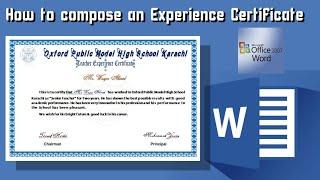 How to Compose Experience certificate in Microsoft Word