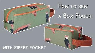 How to sew a box pouch with zipper pocket  diy box pouch  box pouch bag tutorial  30cm zipper