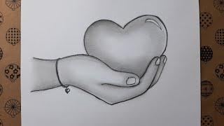 Charcoal Drawings How To Draw Heart In Hand Drawing Hobby Hand Drawings