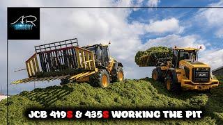 JCB 419s & JCB 435s working the silage pit