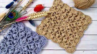 Плед единым полотном узором 3DУзор для пледа и декора крючкомPlaid crochet pattern 3 DНе мотив