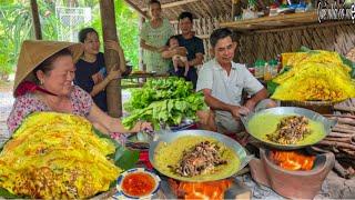 Bánh Xèo Măng Tôm Thịt Củ Sắn  Hương Vị Bánh Quê Con Cháu Đông Vui  Meat-toned pancakes