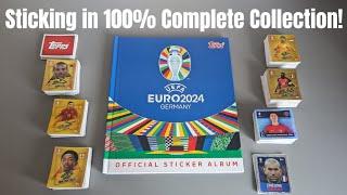 STICKING IN 100% COMPLETE COLLECTION INTO MY ALBUM TOPPS EURO 2024 STICKER ALBUM All 728 Stickers