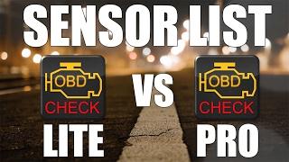 Torque LITE VS Torque PRO - SENSORS LIST