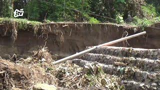 Diterjang Banjir Tanggul Dam Sungai Kedungputri Ngawi Ambrol