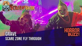 GRAVE Scare Zone FLY THROUGH - Scream Break Six Flags Magic Mountain