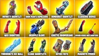 Evolution of Mythic Gauntlets Weapons & Items in Fortnite Chapter 1 Season 4 - Chapter 5 Season 3