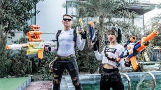 Nerf Guns War  Couple S.W.A.T Seal Team Fight Boss Black Hat Dangerous Criminal Avenge Teammates