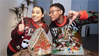 BOYFRIEND VS. GIRLFRIEND GINGERBREAD HOUSE CHALLENGE VLOGMAS DAY 16