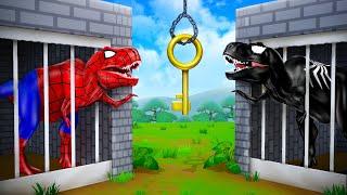 Red Trex vs Black Trex  Super Dinosaurs Crazy Jail Escape - Jurassic Dinosaurs Comedy Cartoons