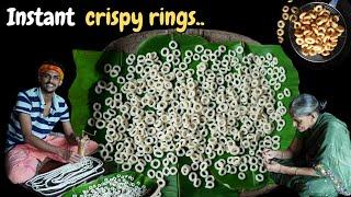 Instant crispy rings  ಕೇವಲ ಅರ್ಧ ಗಂಟೆಯಲ್ಲಿ ಕರು ಕುರು ತಿಂಡಿ  easy snacks recipe