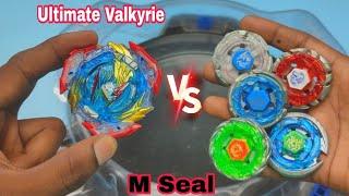 Ultimate Valkyrie vs All M Seal Fake Metal Beyblades battle  In Hindi