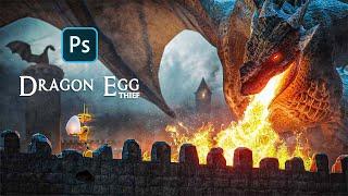 Dragon Egg Thief - Blender + Photoshop manipulation