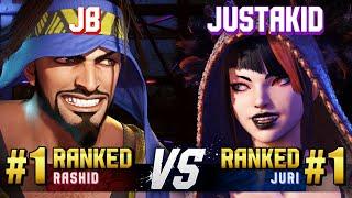 SF6 ▰ JB #1 Ranked Rashid vs JUSTAKID #1 Ranked Juri ▰ High Level Gameplay