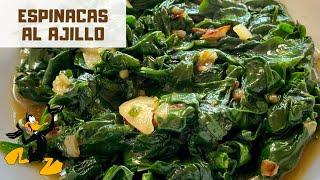 Espinacas Salteadas al Ajillo  ¡Receta con Espinaca Rehogada