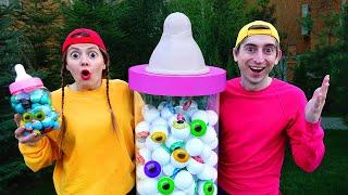 Mukbang Giant Color Bottle Candy drink 컬러 보틀 캔디 젤리 먹방 compilation by MUKACHU