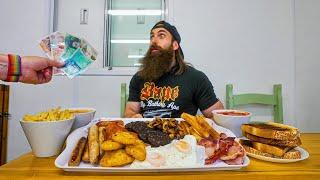 WIN THE CASH JACKPOT IF YOU FINISH THIS UNBEATEN BREAKFAST CHALLENGE FAST ENOUGH  BeardMeatsFood