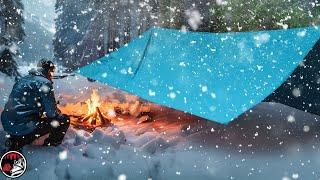 Surprise Snow Storm While Out Camping - ASMR Camping Adventure